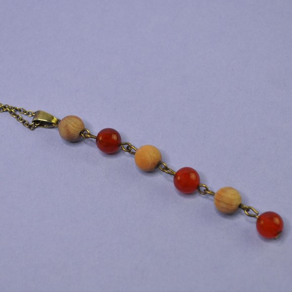 Yew Wood & Fire Agate "Gratitude" Necklace - Picture 2 of 7